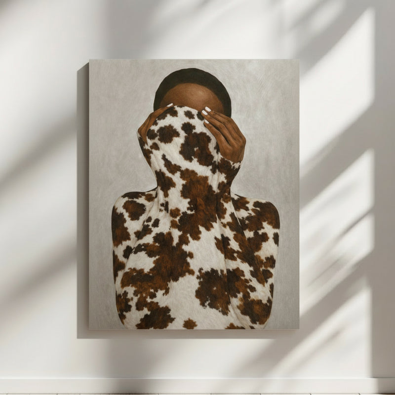 Afrocentric statement portrait art featuring a Black woman with bold animal print patterns