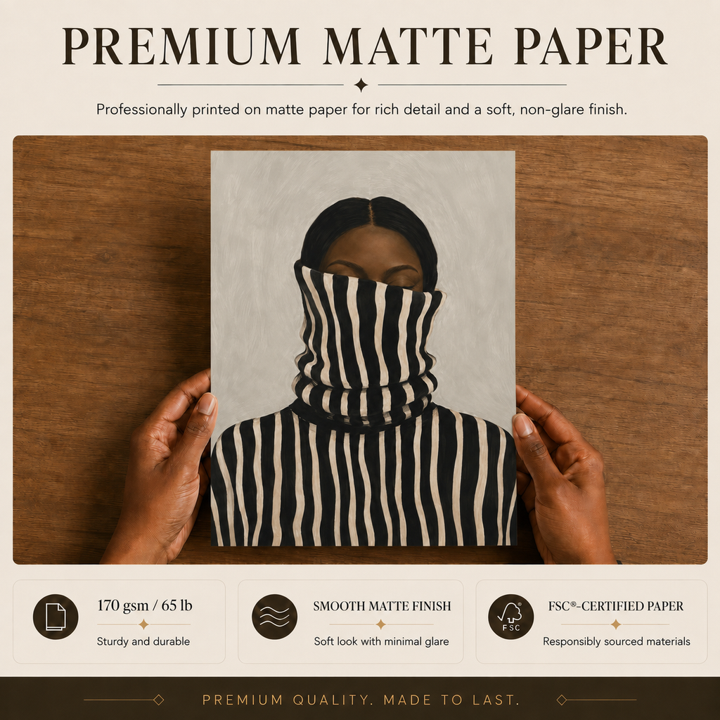 Premium matte paper details for an Afrocentric Black woman art print