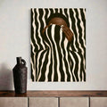Optical Illusion Abstract Wall Art: Black Woman Neutral Striped Poster