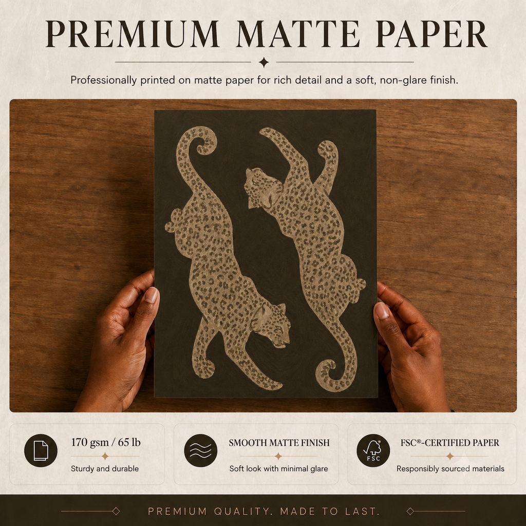 Premium matte poster paper details showing 170 gsm FSC-certified paper