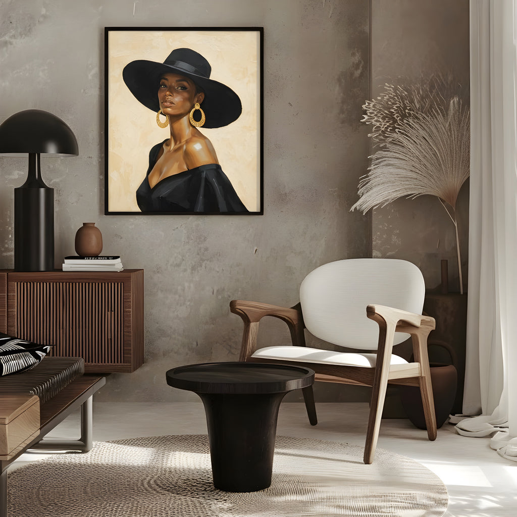 African American Art Print of a Black Woman designed for minimalist and japandi interiors