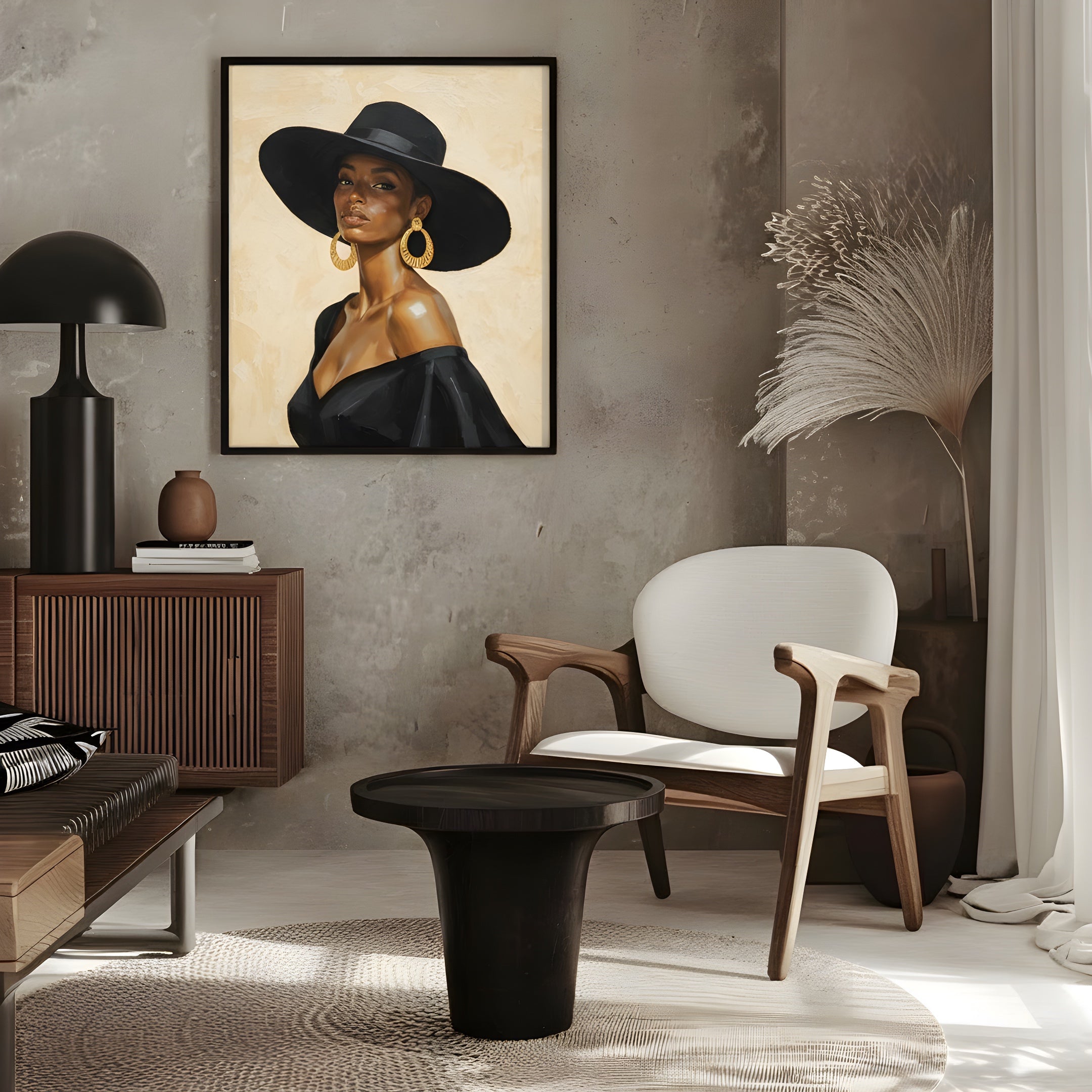 African American Art Print of a Black Woman designed for minimalist and japandi interiors