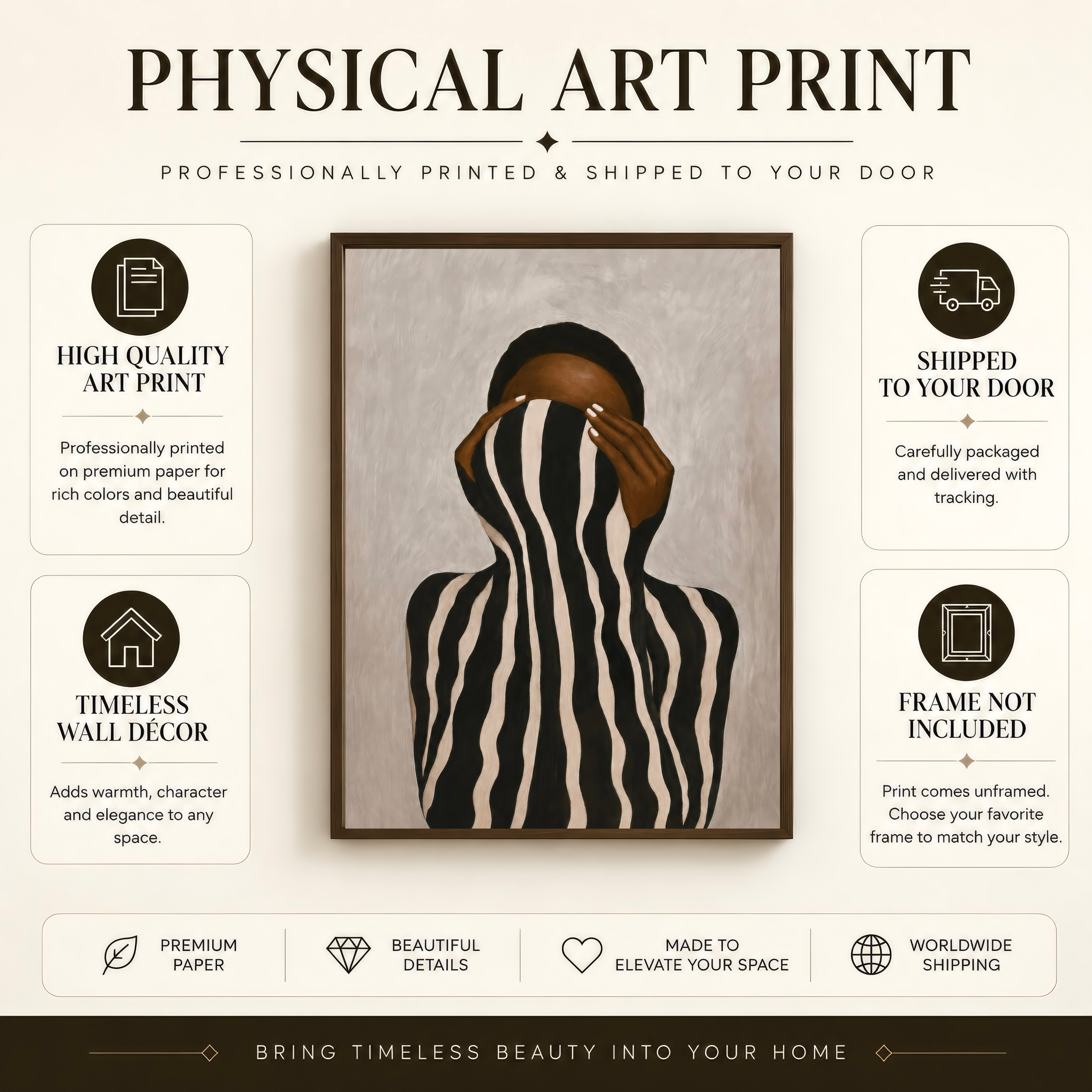 Physical  woman art print with premium paper and packaging details