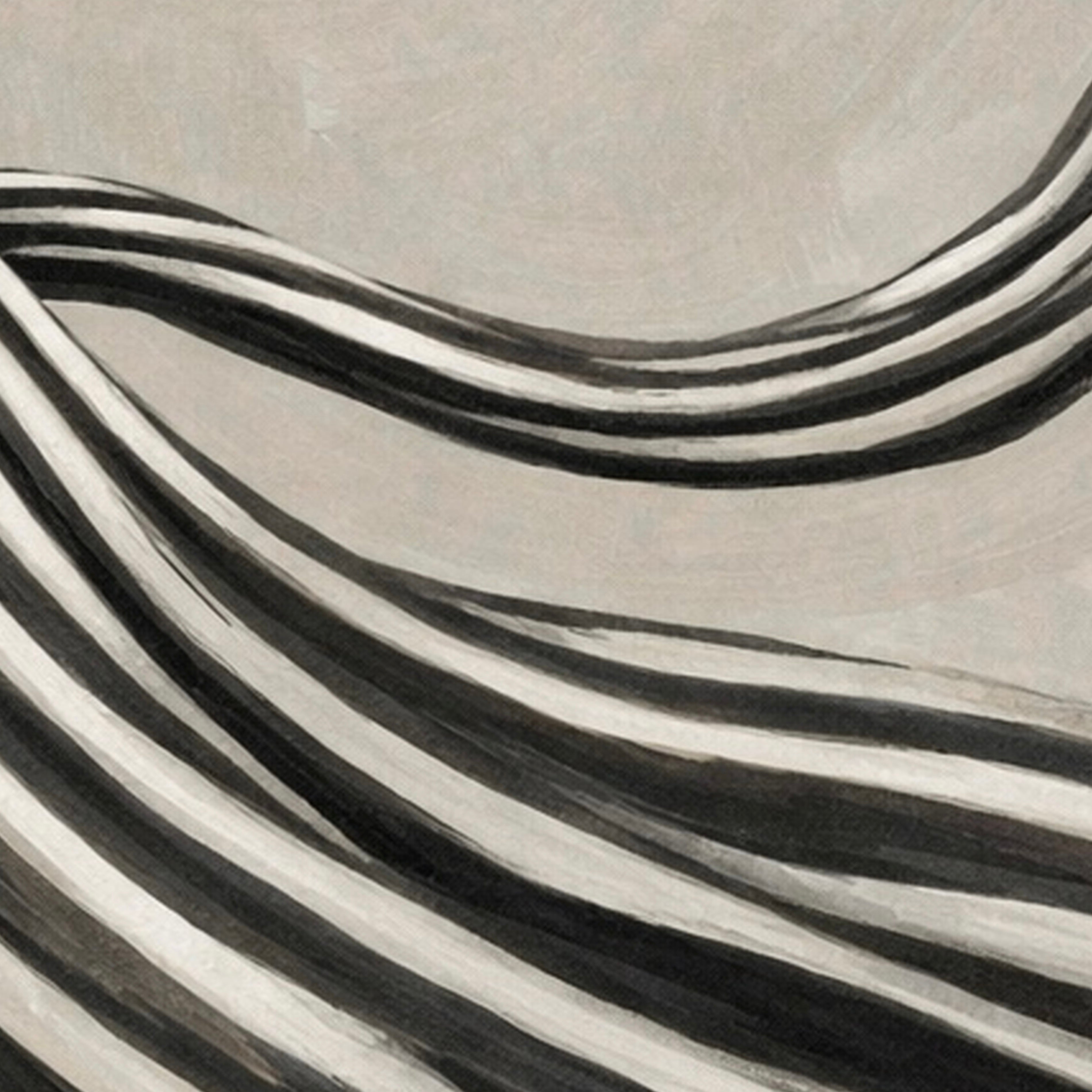 Close up of an Abstract african american woman art print detail with flowing black and white stripes