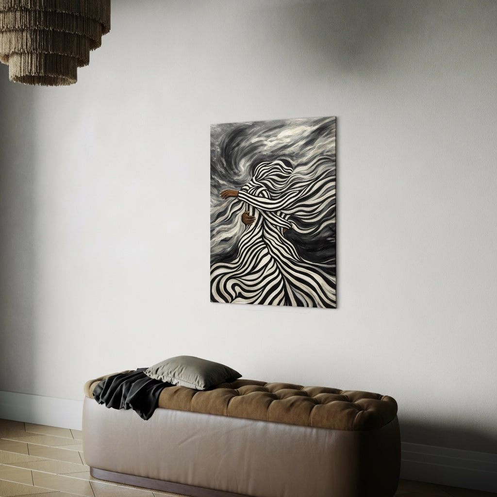 Abstract black women art poster in modern interior