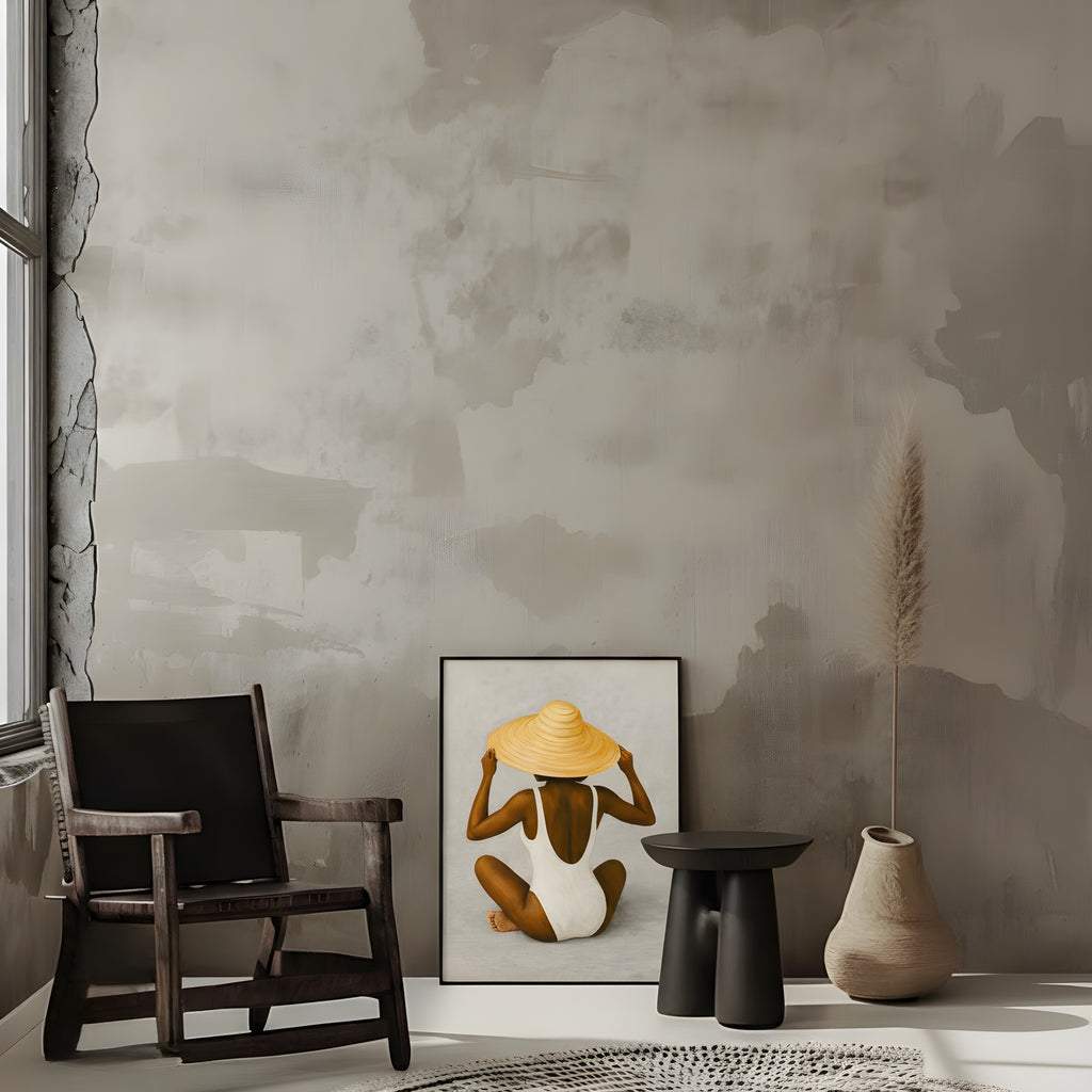 African American Woman Art Print with neutral colors