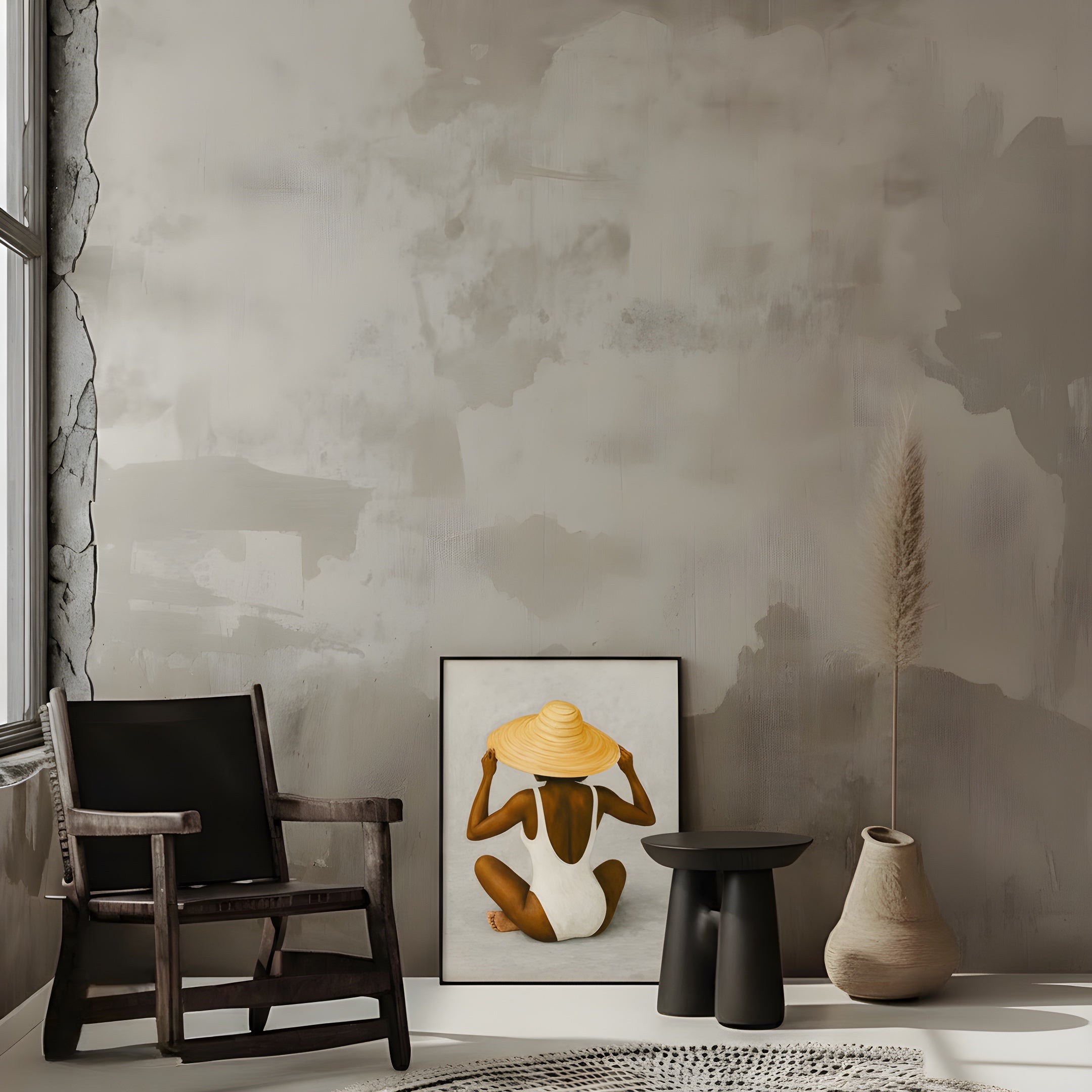 African American Woman Art Print with neutral colors