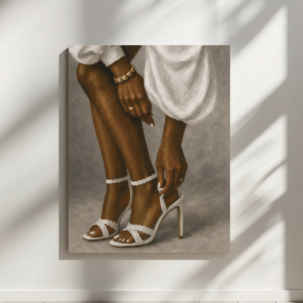 Afrocentric Black woman art print titled Adjustment on premium matte paper