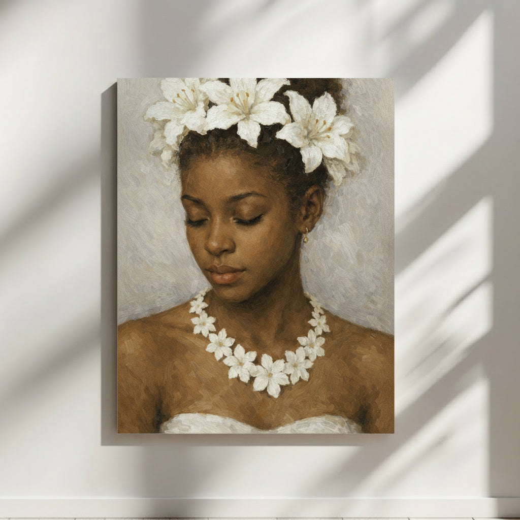 Afrocentric Black woman art print titled Presence on premium matte paper