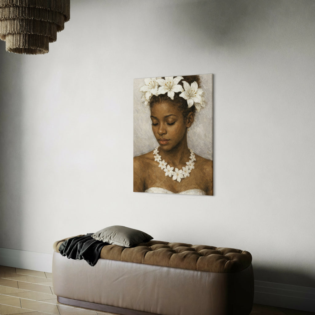 Minimal interior mockup featuring Presence wall art