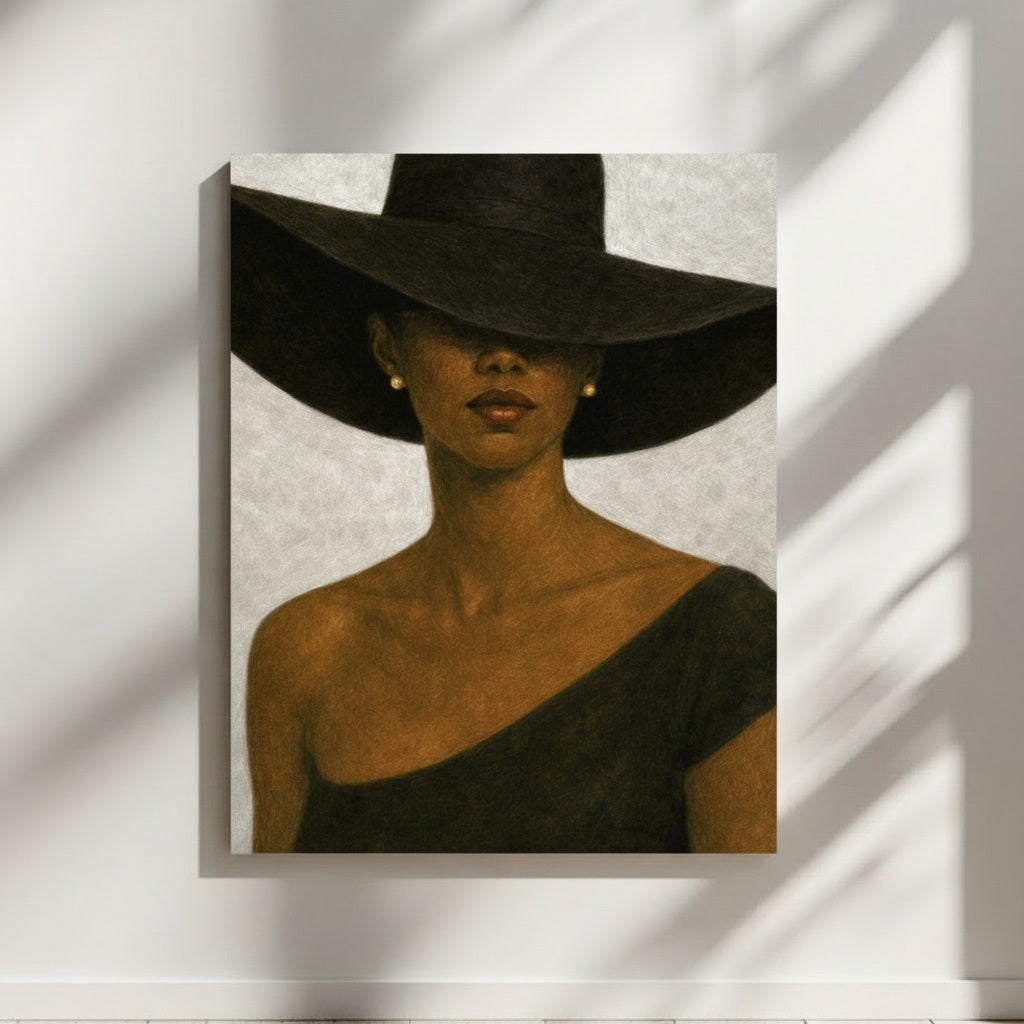 Afrocentric portrait wall art with neutral tones and minimal styling