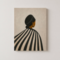 Black Woman Canvas Wall Art – Afrocentric Striped Portrait
