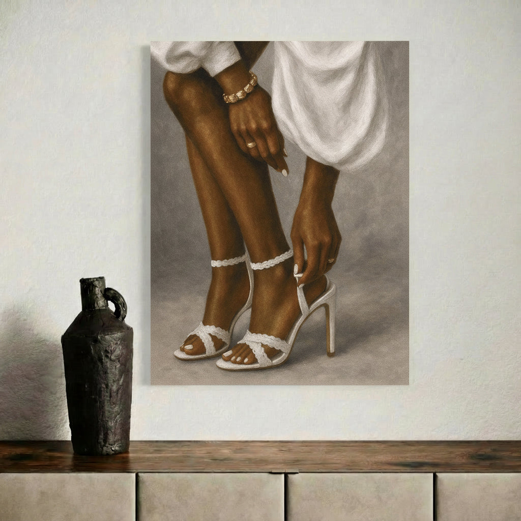 Contemporary interior styled with Adjustment Black woman wall art